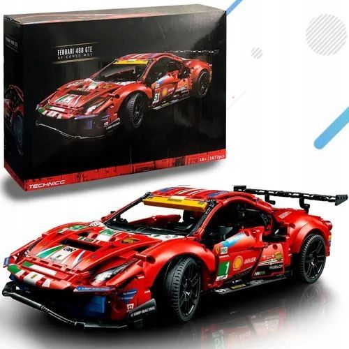Mega Zestaw Klocków Ferrari 488 Gte Af Corse #51 / Duzy Czerwony Model