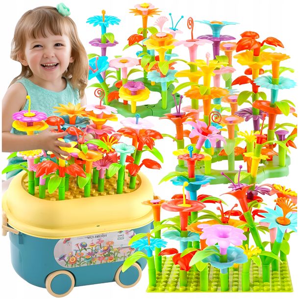 Klocki Kwiatki Dla Dziewczynki Konstrukcyjne Zestaw Xxl Ogród Z Kuferkiem