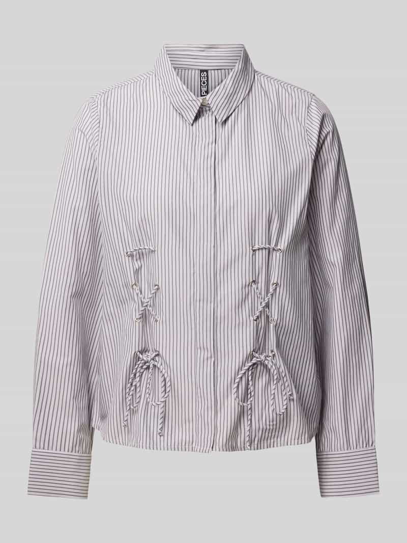 Bluzka o kroju regular fit z bawełny z długim rękawem i wiązaniem gorsetowym model ‘FABRIELLA’