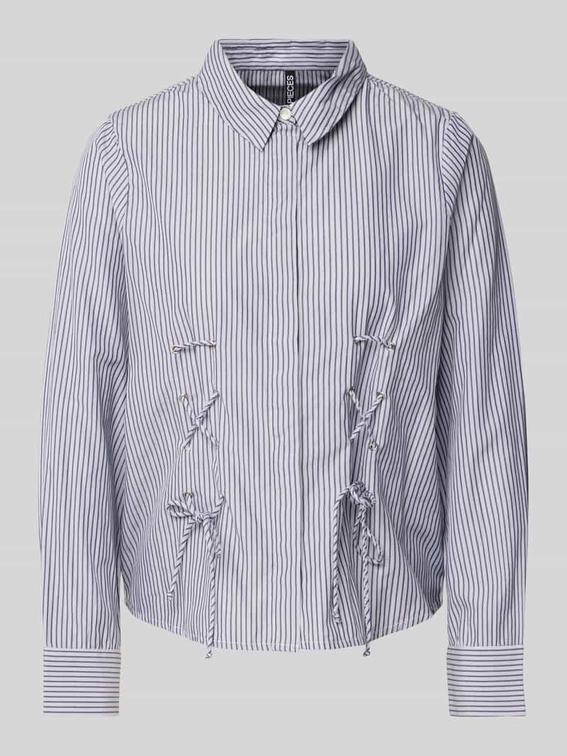 Bluzka o kroju regular fit z bawełny z długim rękawem i wiązaniem gorsetowym model ‘FABRIELLA’