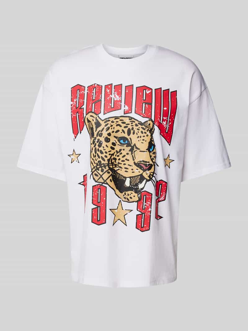 T-shirt o kroju oversized z dodatkiem wiskozy i nadrukiem z logo