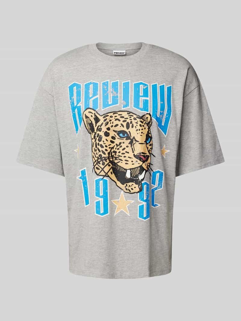 T-shirt o kroju oversized z dodatkiem wiskozy i nadrukiem z logo