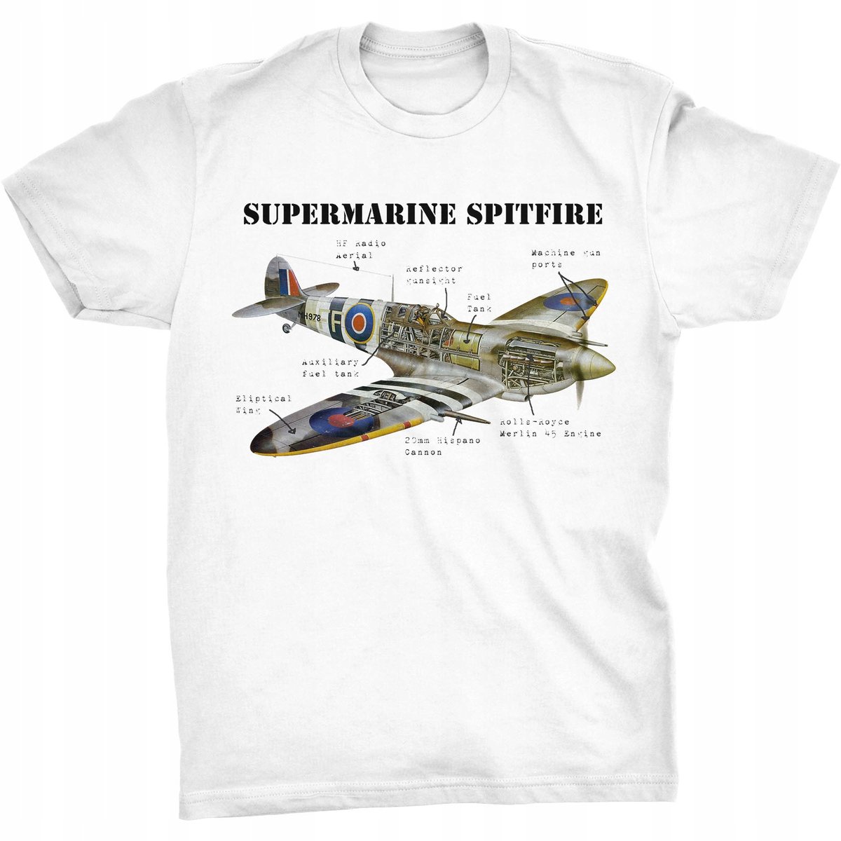 Spitfire Koszulka Lotnicza Samolot Myśliwiec