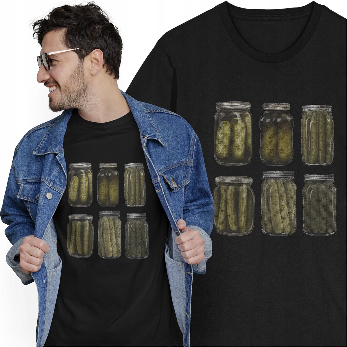 Koszulka Słoiki Kiszone Ogórki Kiszonki Retro Vintage Wieś Śmieszny T-shirt