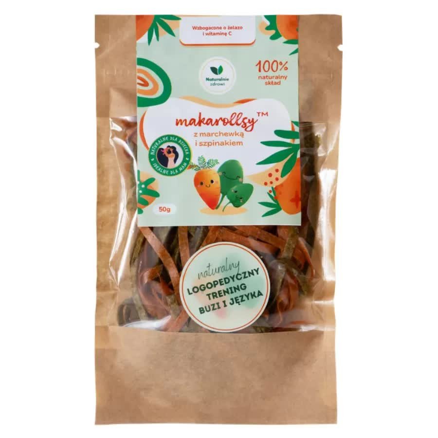 Owocowy Makaron Marchewka - Szpinak Makarollsy Naturalnie Zdrowi, 50g