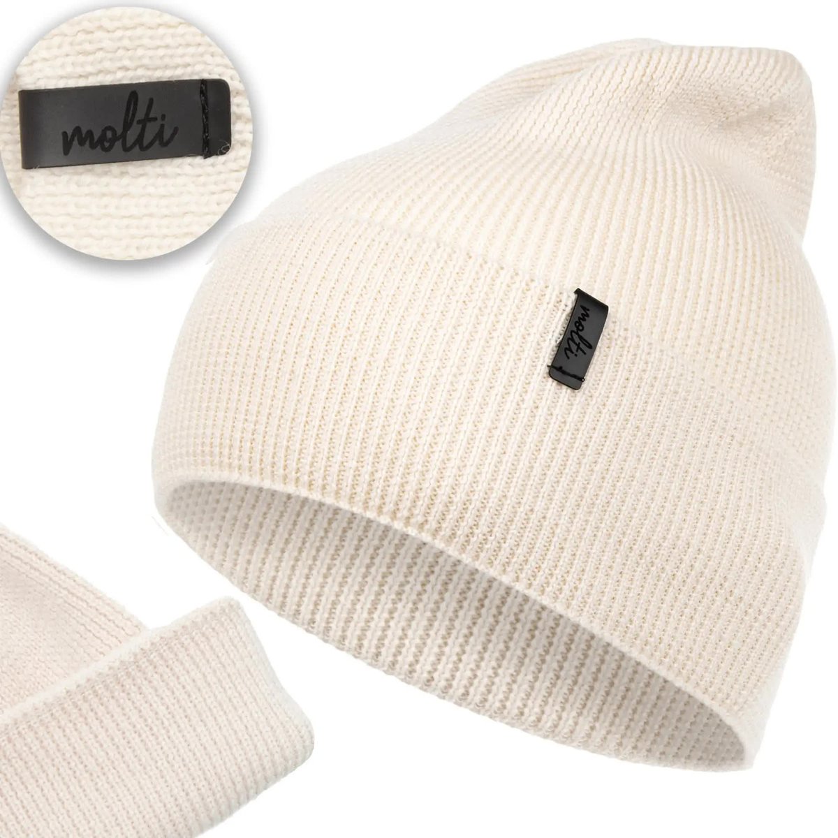 Ciepła czapka damska jesienna zimowa WEŁNA MERINO przejściowa na zimę 100% wełny