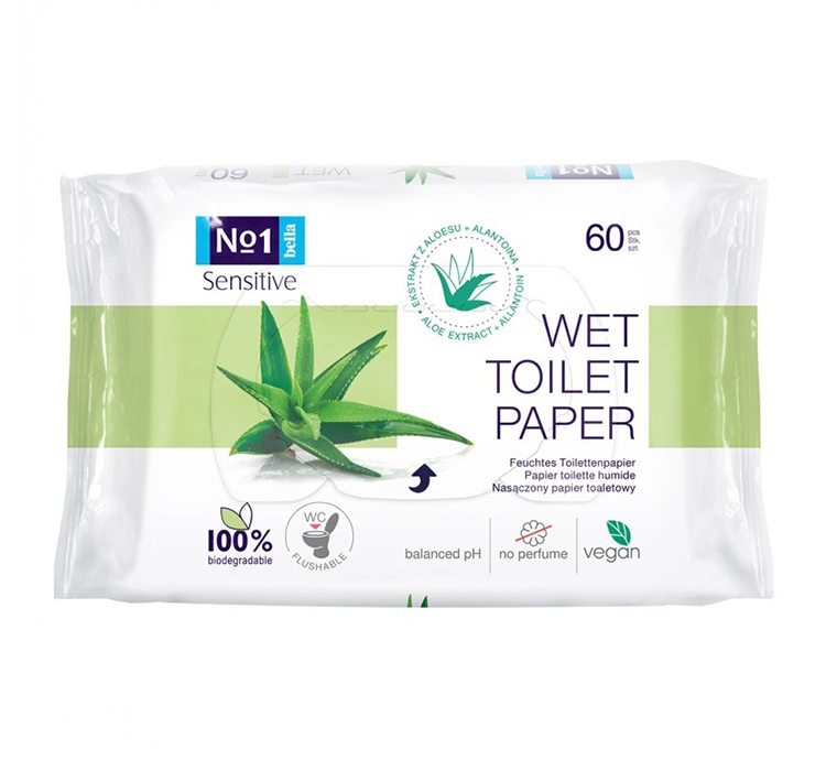 Bella No1 Sensitive nawilżany papier toaletowy 60szt