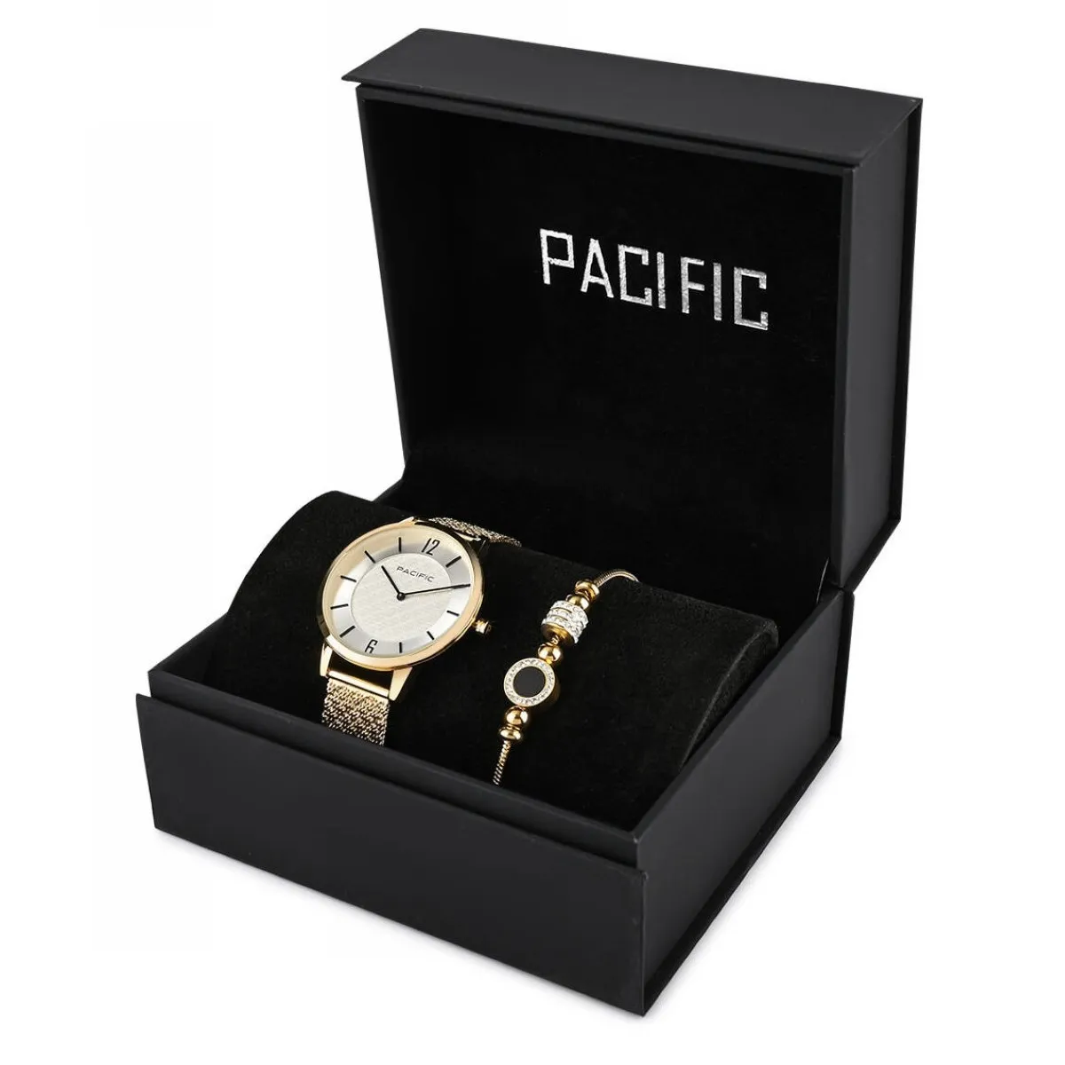 Komplet na prezent złoty elegancki zegarek damski + bransoletka PACIFIC X6190-03
