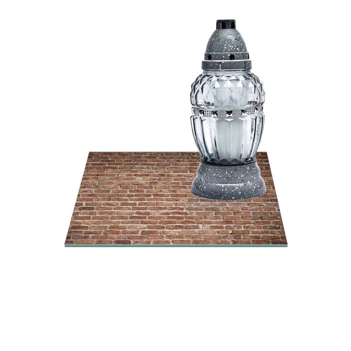 SZKLANA PODSTAWKA POD ZNICZE Z DEDYKACJĄ 40x40cm Mur 215h
