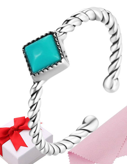 Pierścionek srebro turkus regulowany s925 +pudełko