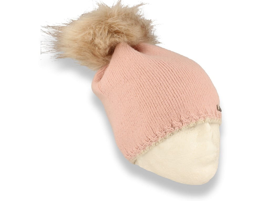 Czapka zimowa z pomponem polska produkcja różowa ocieplana polarem