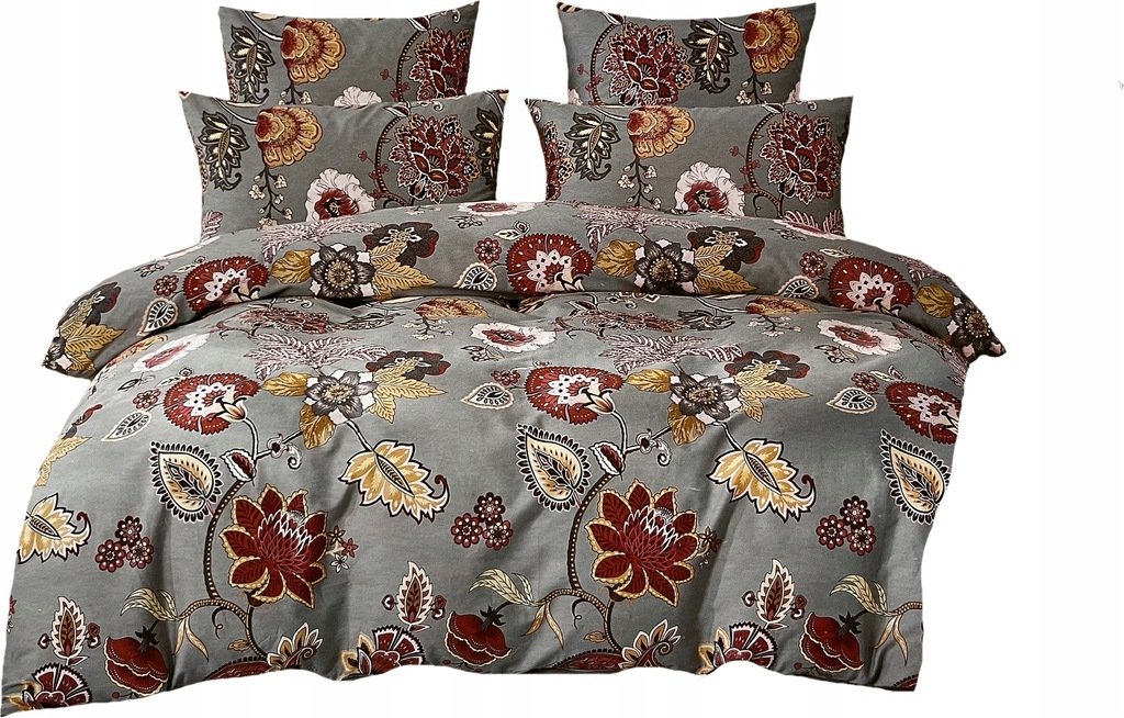 POŚCIEL 160X200 BAWEŁNA SATYNOWA + POSZEWKI KOMPLET POŚCIELI LIŚCIE