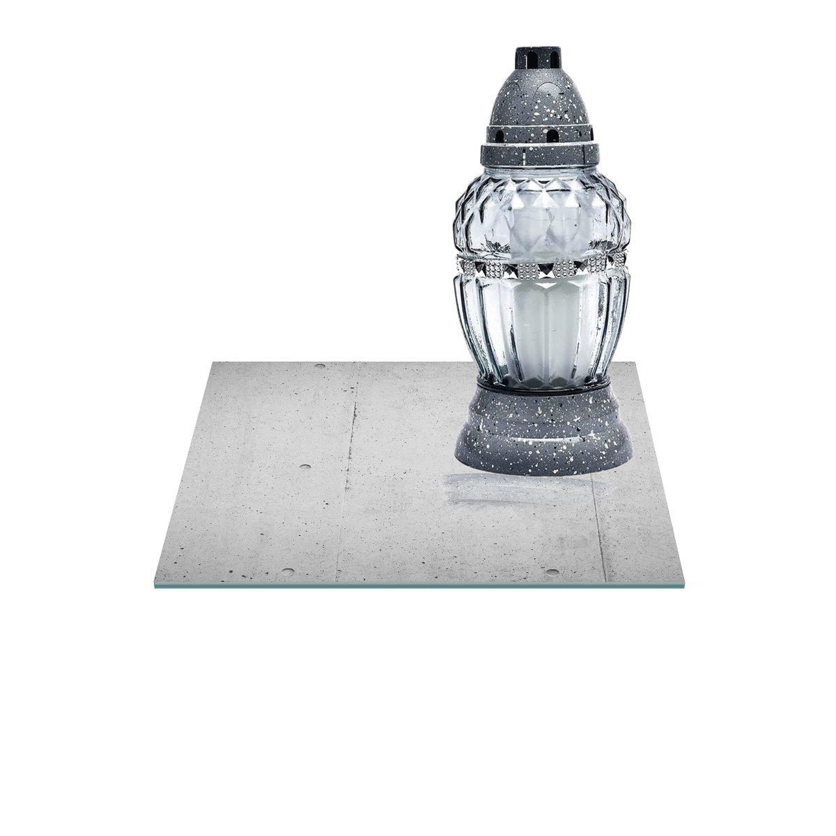 SZKLANA PODSTAWKA POD ZNICZE Z DEDYKACJĄ 35x35cm Beton 192g