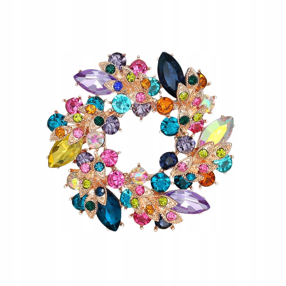 PINETS Broszka Kolorowy Wianuszek wianek Cyrkonie