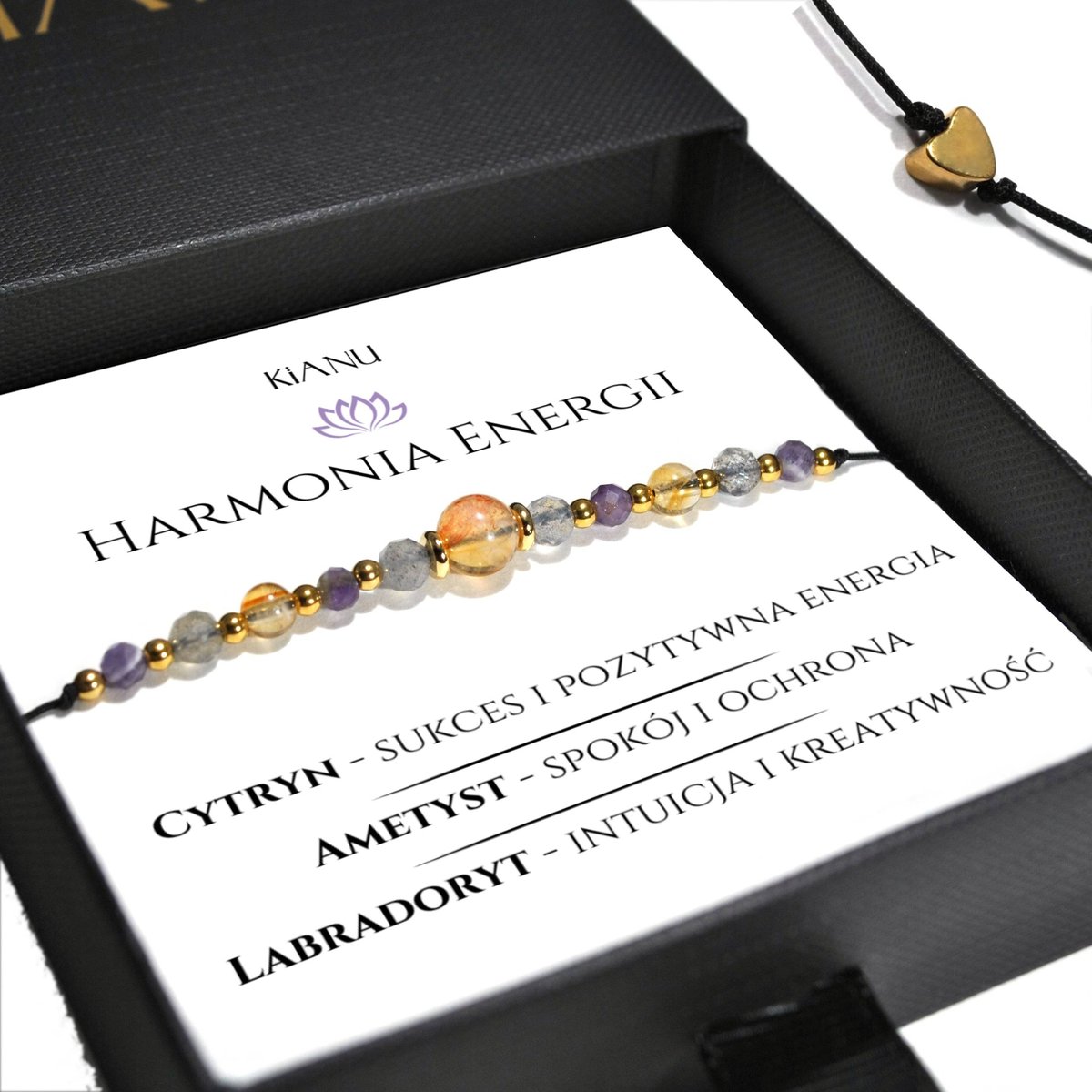 Bransoletka KiANU Talizman Cytryn Ametyst Labradoryt Srebro 925 Złoto 24K Prezent
