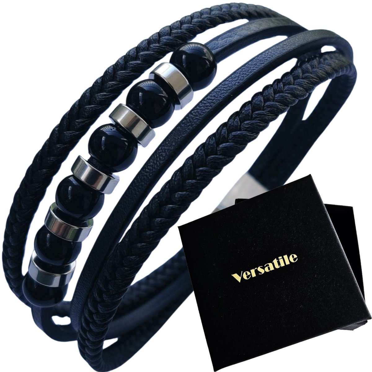 Piękna poczwórna bransoletka skórzana Versatile