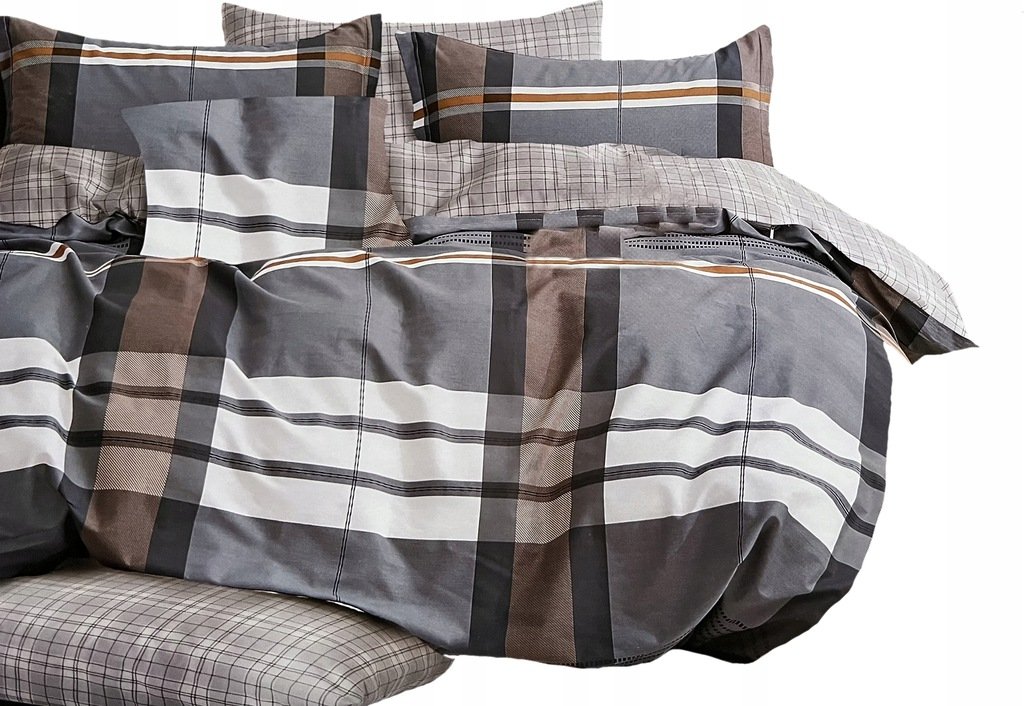 POŚCIEL 160X200 BAWEŁNA SATYNOWA + POSZEWKI KOMPLET POŚCIELI KRATA