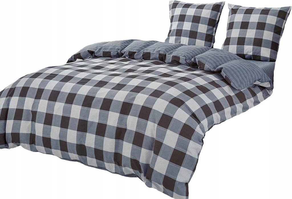 POŚCIEL 160X200 BAWEŁNA SATYNOWA + POSZEWKI KOMPLET POŚCIELI KRATA