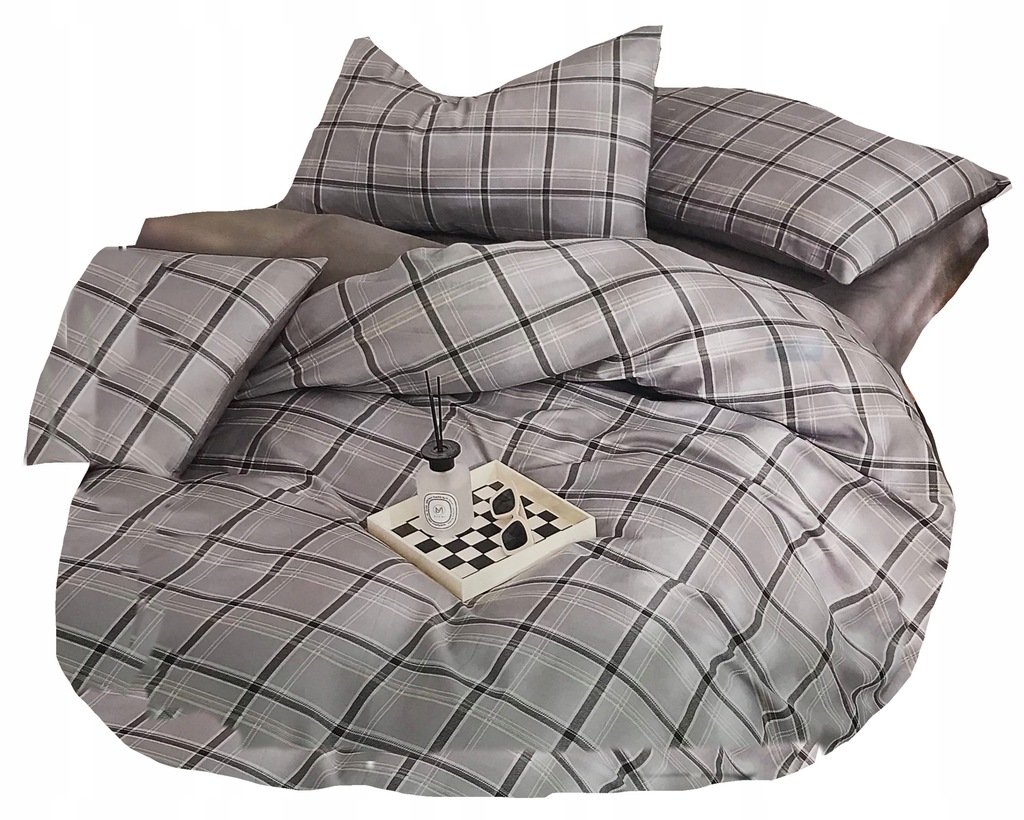 POŚCIEL 160X200 BAWEŁNA SATYNOWA + 2 POSZEWKI 70X80 KOMPLET POŚCIELI KRATA