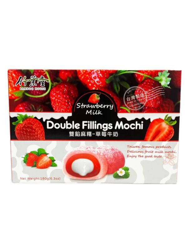 Mochi truskawkowe śmietanka podwójne nadzienie japońskie owocowe ciastka ryżowe z mąki kleistej 180g