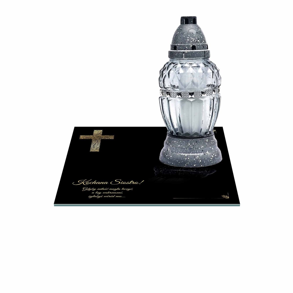 SZKLANA PODSTAWKA POD ZNICZE 35x35cm 505g Siostro