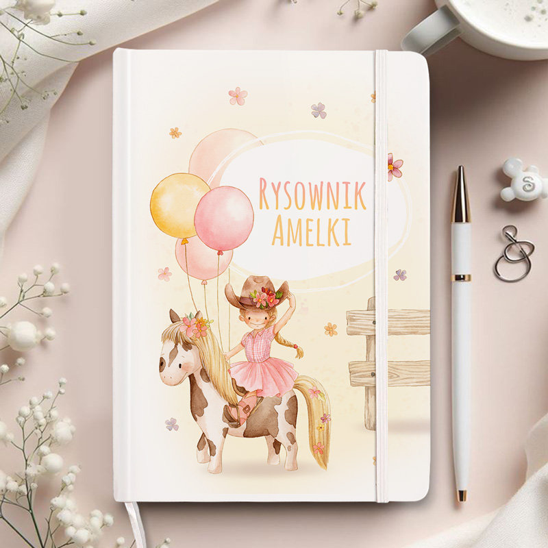 NOTATNIK/RYSOWNIK dla dziewczynki Mała Kowbojka PERSONALIZOWANY