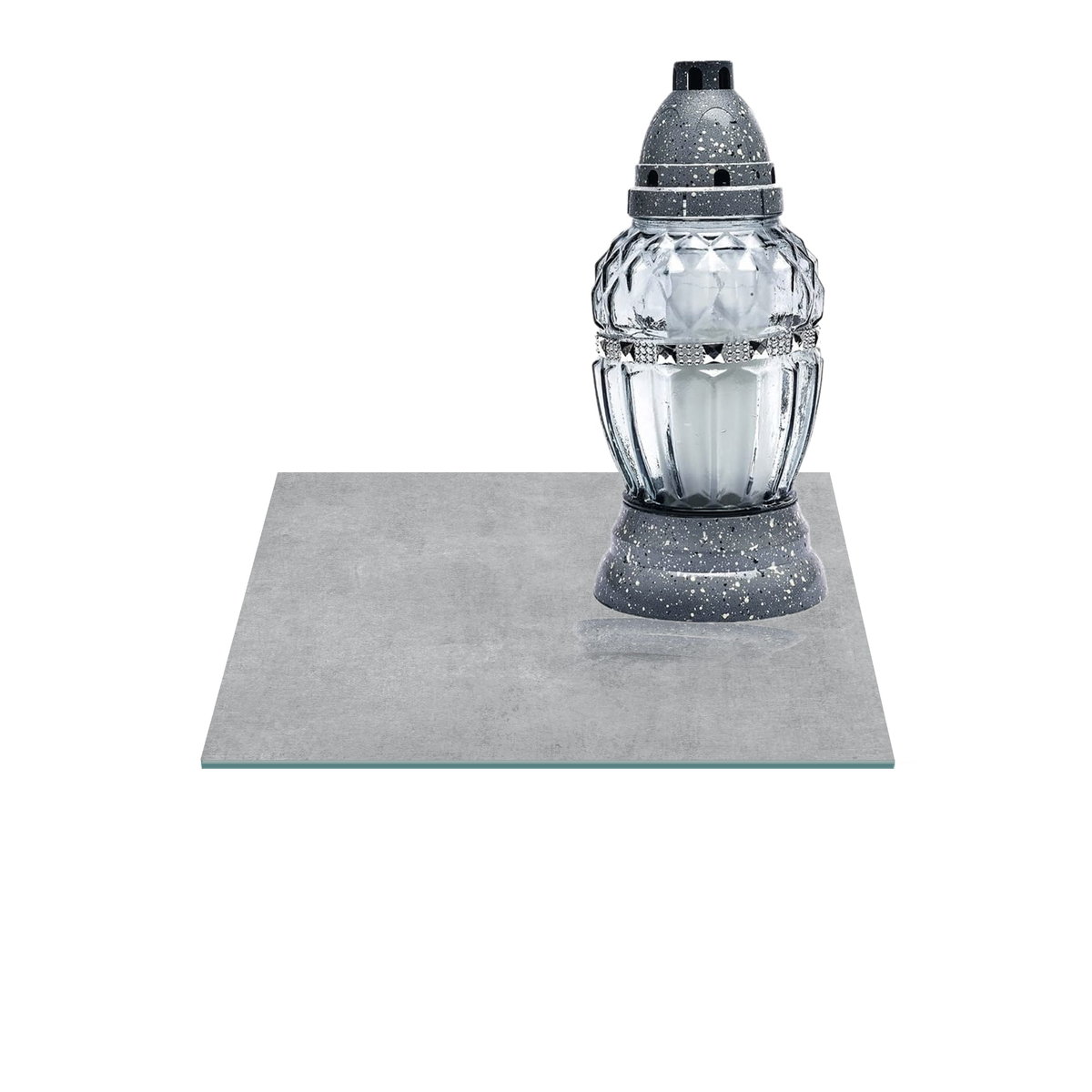 SZKLANA PODSTAWKA POD ZNICZE Z DEDYKACJĄ 30x30cm Beton 130f