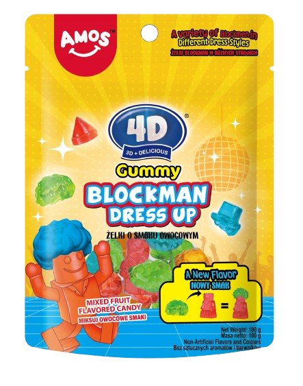 OWOCOWE ŻELKI LUDZIKI DO SKŁADANIA 4D AMOS GUMMY BLOCKMAN DRESS-UP 85G