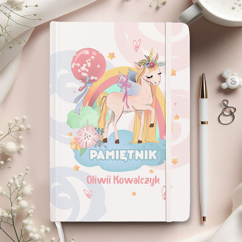 NOTATNIK/PAMIĘTNIK Dla Dziewczynki Jednorożec PERSONALIZOWANY