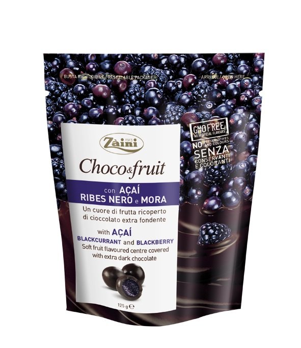 DRAŻE OWOCOWE W CZEKOLADZIE ZAINI CHOCO&FRUIT ACAI PORZECZKA JEŻYNA 125G