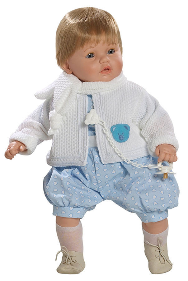 Lalka hiszpańska chłopiec Dulzon 62 cm, płacze, mówi, smoczek