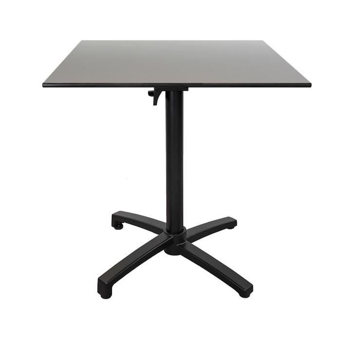 Składany stół tarasowy z szarym metalowym dekorem Compact HPL 70 x 70