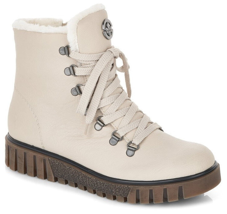 Botki damskie Rieker Y3432-60 zimowe ocieplane za kostkę beżowe na zamek-36