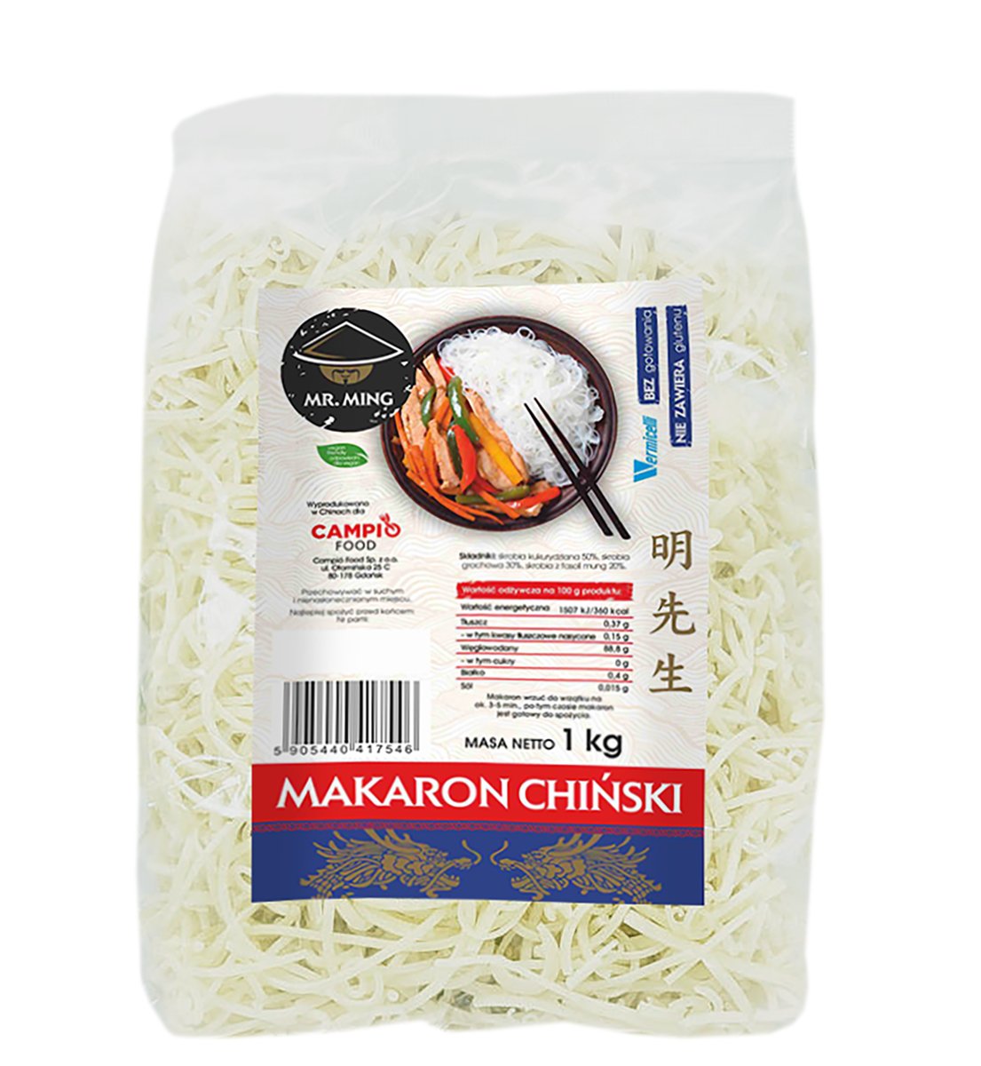 Makaron chiński cięty nitki 1kg Mr. Ming