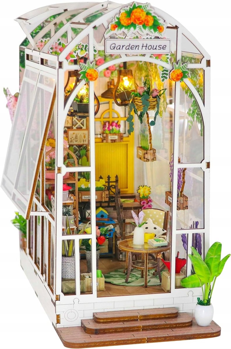 Domek dla Lalek Drewniany LED Piętrowy Retro Model do Złożenia DIY Meble
