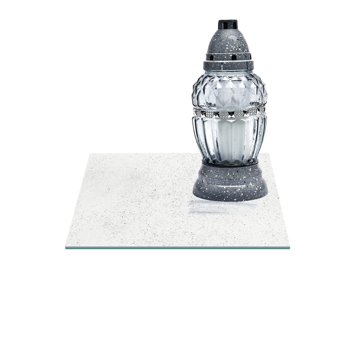 SZKLANA PODSTAWKA POD ZNICZE Z DEDYKACJĄ 40x40cm Granit 40h