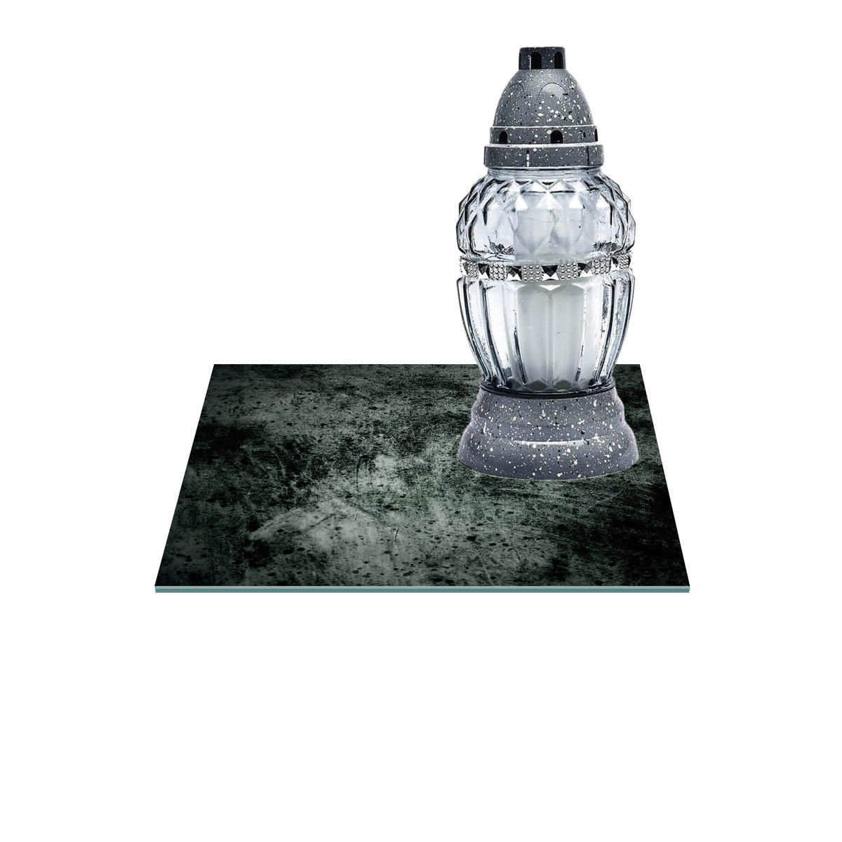 SZKLANA PODSTAWKA POD ZNICZE Z DEDYKACJĄ 40x40cm Beton 32h