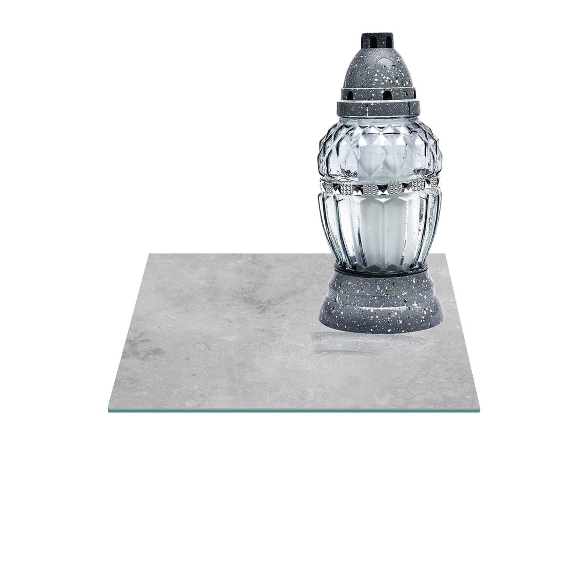 SZKLANA PODSTAWKA POD ZNICZE Z DEDYKACJĄ 35x35cm Beton 275g