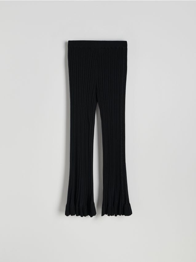 Reserved - Dzianinowe spodnie z wiskozą - czarny