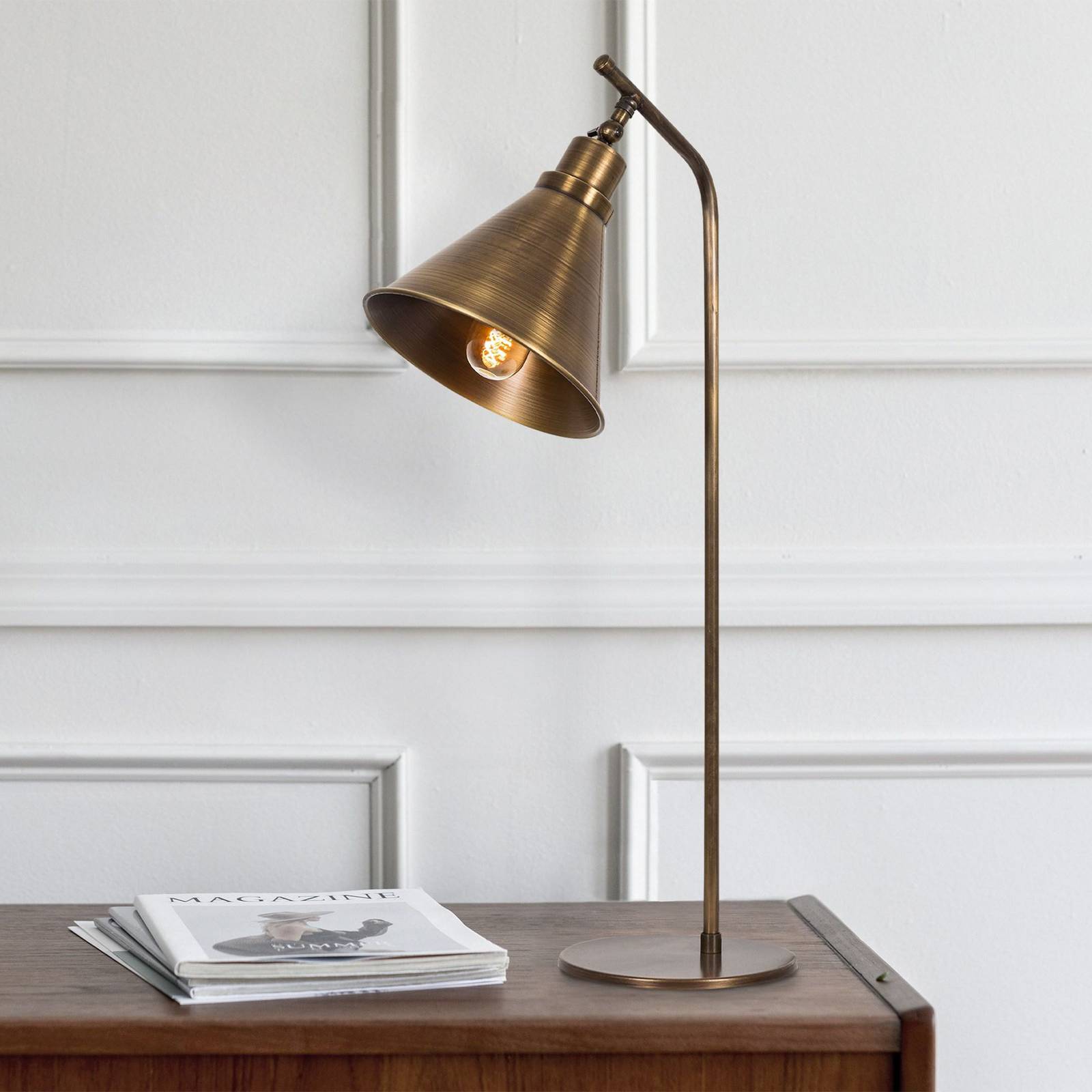 Opviq Sivani MR-610 lampa stołowa, złoty antyk, metal, wysokość 50 cm
