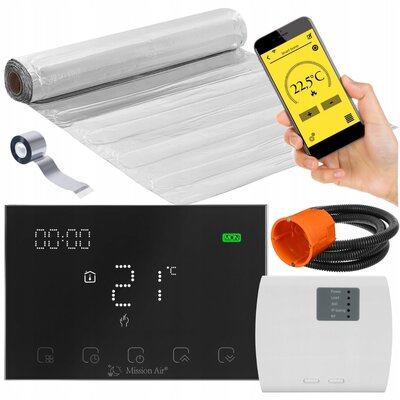 Mata grzewcza pod panele MISSION AIR MAL-160W/m2 1m2 (2mb x 50cm) + regulator Gemini Czarny WiFi