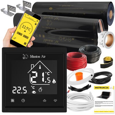 Folia grzewcza na podczerwień MISSION AIR 160 W/m2 Black Gold PTC 4m2 (4m x 100 cm) + regulator Libra Czarny Wi-Fi | Bezpłatny transport