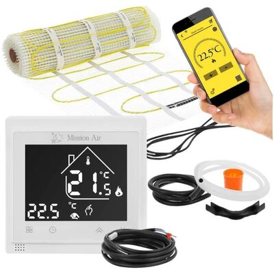 Mata grzewcza pod płytki MISSION AIR MA-160W/m² 16 m² (32mb x 50cm) + regulator Libra Biały WiFi