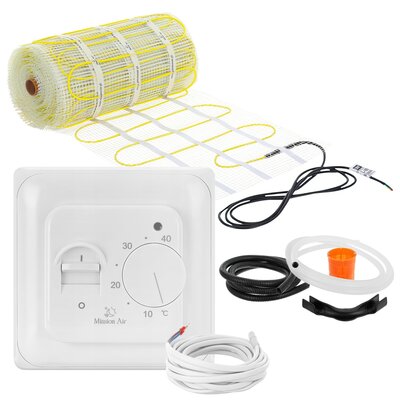 Mata grzewcza pod płytki MISSION AIR PTC MA-160W/m² 4.5m² (9mb x 50cm) + regulator Aries Biały
