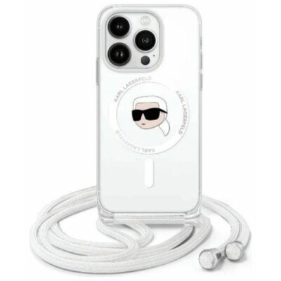 Etui KARL LAGERFELD Crossbody IML Karl Head MagSafe do Apple iPhone 16 Transparentyny