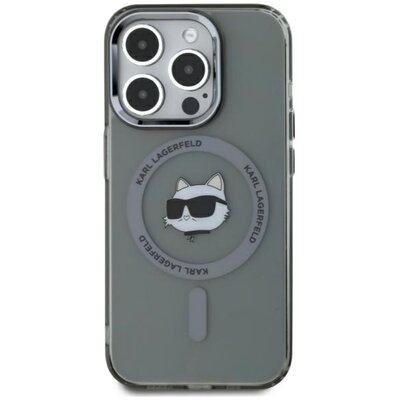 Etui KARL LAGERFELD IML Metal Choupette Head MagSafe do Apple iPhone 15 Pro Max Przezroczysto-czarny