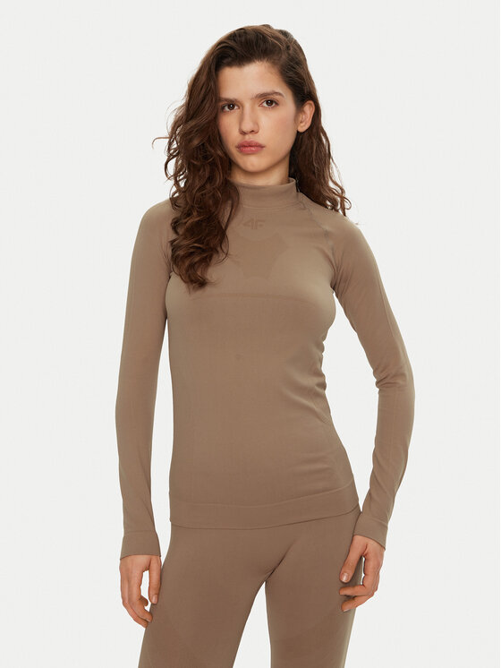 4F Bielizna termoaktywna górna 4FWAW24USEAF156 Brązowy Slim Fit