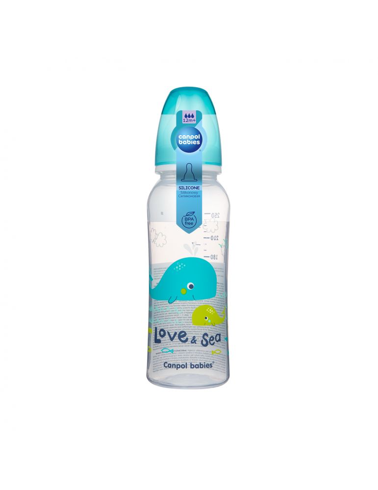 Canpol Babies Butelka wąska Love&Sea 250 ml turkusowa