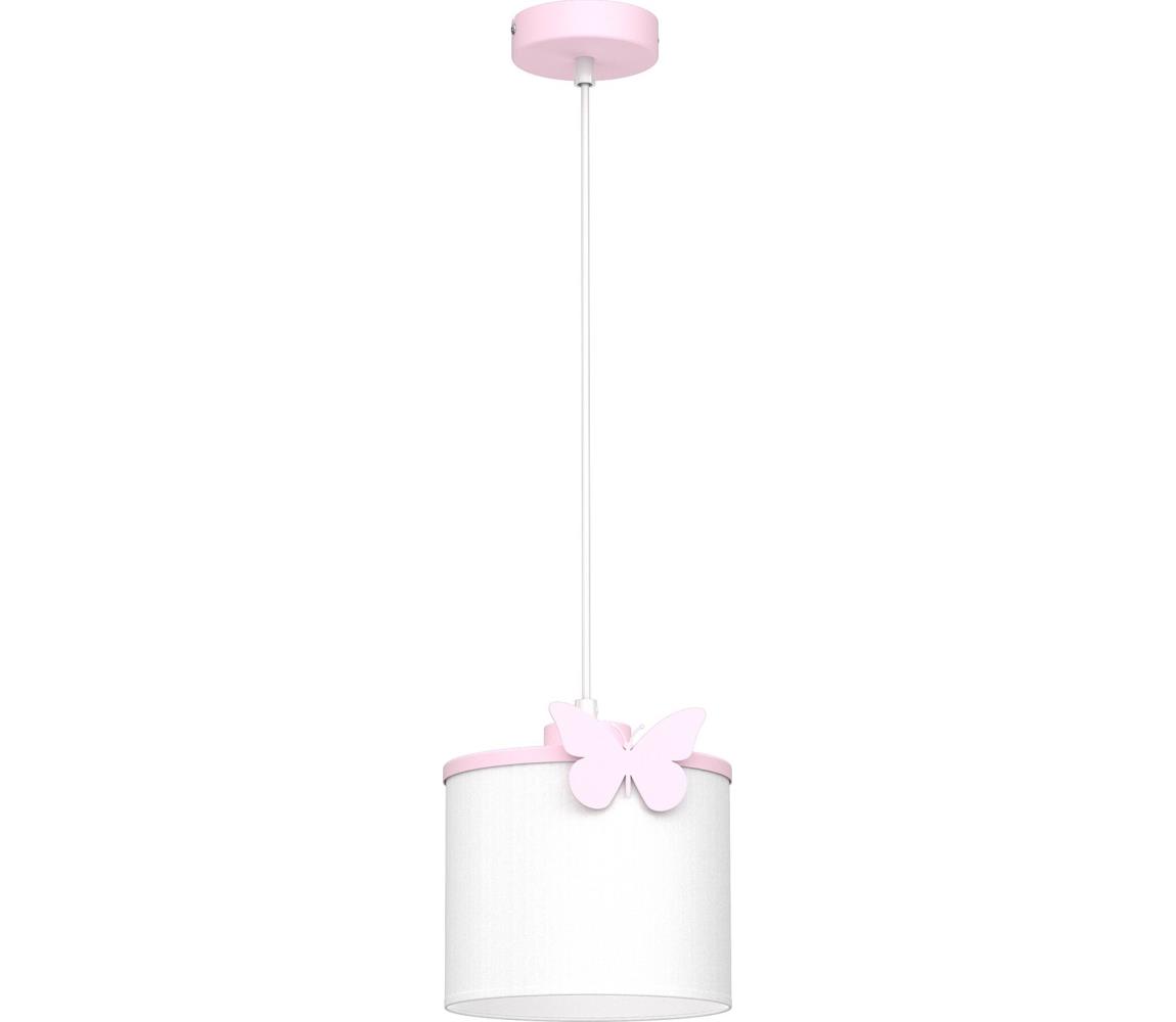 Żyrandol dziecięcy na lince SWEET 1xE27/15W/230V biały/różowy/motyl