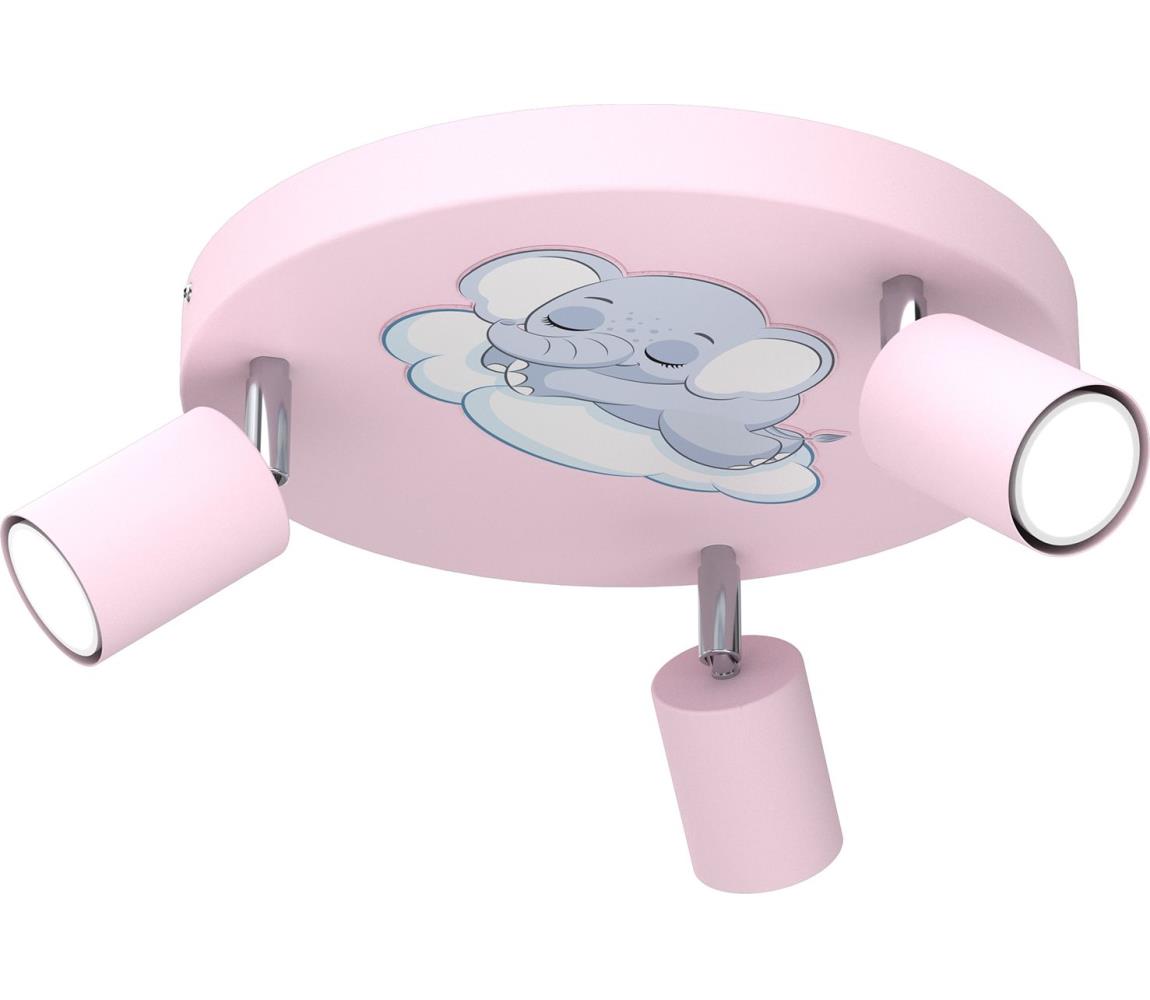 Oświetlenie punktowe dziecięce FUN 3xGU10/8W/230V różowy/słoń